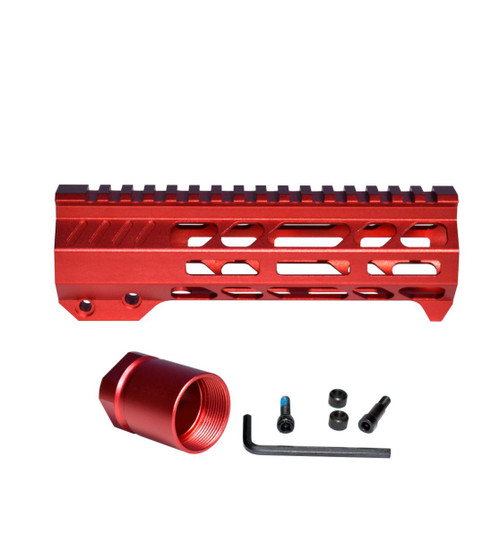 MCS Red M-LOK Free Float Handguard for 223/5.56 Uppers, 7"  MCS Red M-LOK Free Float Handguard for 223/5.56 Uppers, 7"