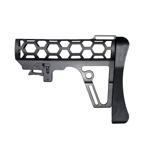 MCS Gen 3 Skeletonized 223/5.56/308 Buttstock for 6 Position Mil Spec Tubes, Black Anodized Aluminum With Pad  MCS Gen 3 Skeletonized 223/5.56/308 Buttstock for 6 Position Mil Spec Tubes, Black Anodized Aluminum With Pad