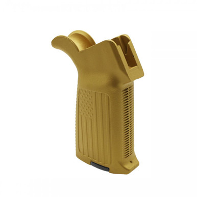 AR-15/10 A2 Style Pistol Grip with USA FLAG PATTERN - Cerakote Gold
