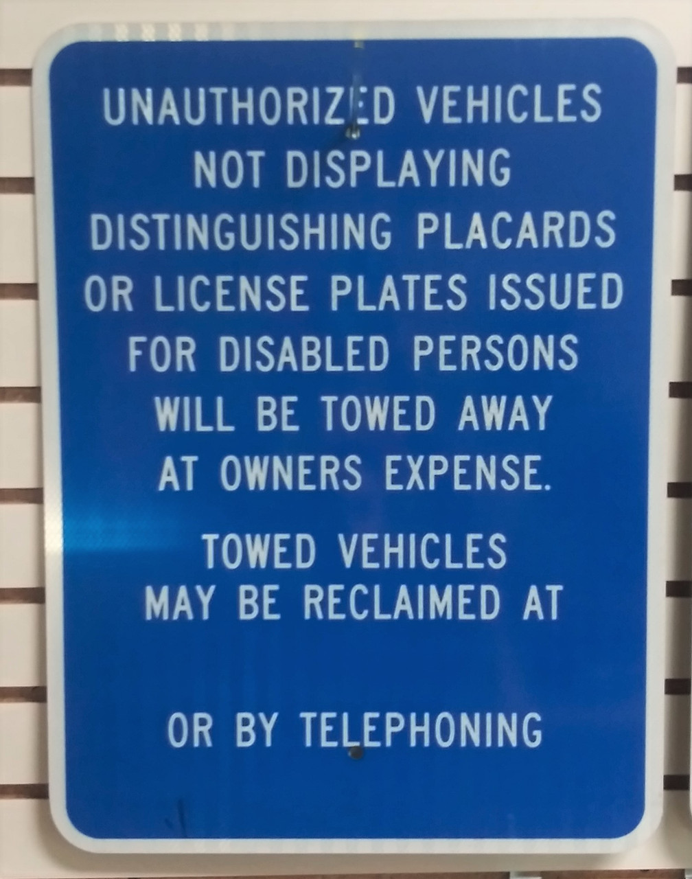 R100B  UNAUTHORIZED PARKING - BLUE/ WHITE