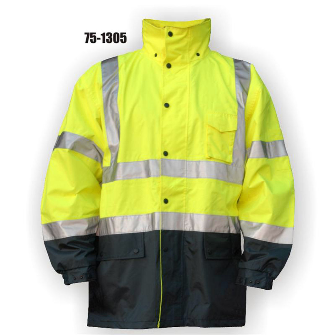 75 1305 Hi Vis Parka Ansi Class 3 Ylw Black Bottom Sierra Safety
