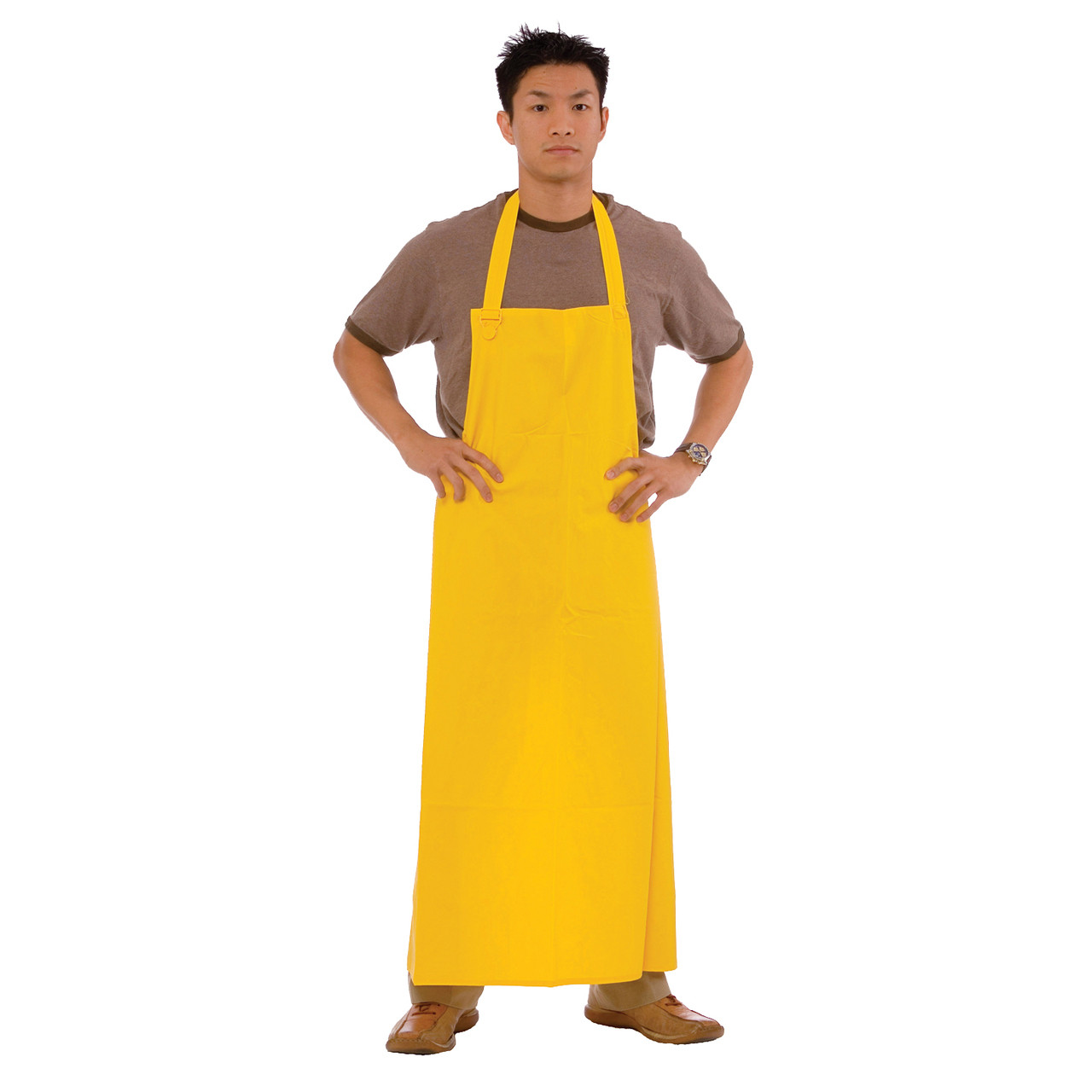 PVC/POLY APRON WITH TIES - YELLOW