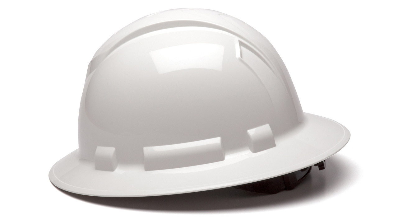 WHITE RIDGELINE FULL BRIM HARD HAT, 4-POINT SUSPENSION