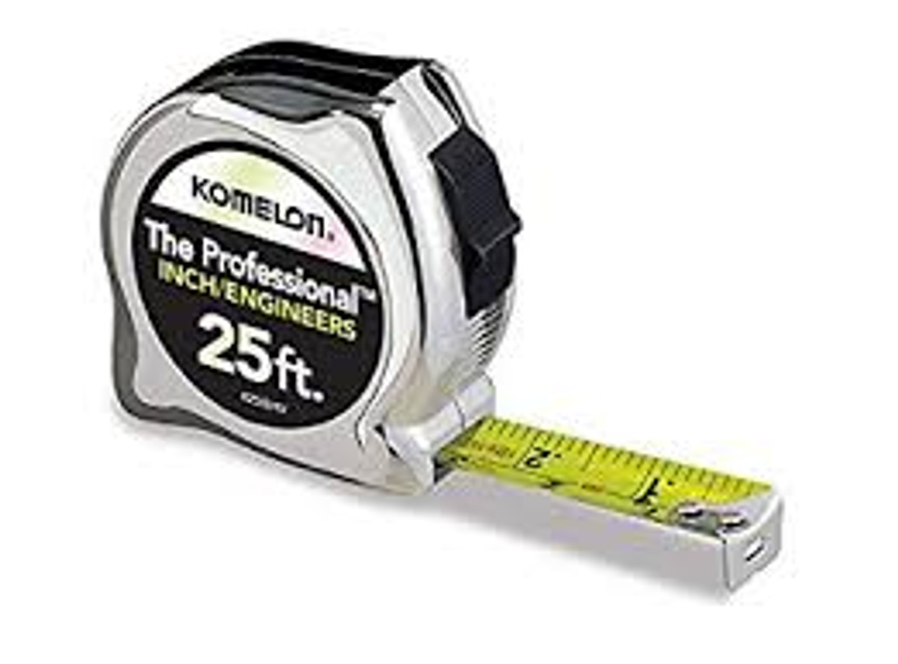 25' CHROME PROFESSIONAL METRIC TAPE MEASURE - INCH AND ENGINEERS