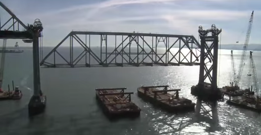 Caltrans dismantles 504-foot long section of old Bay Bridge