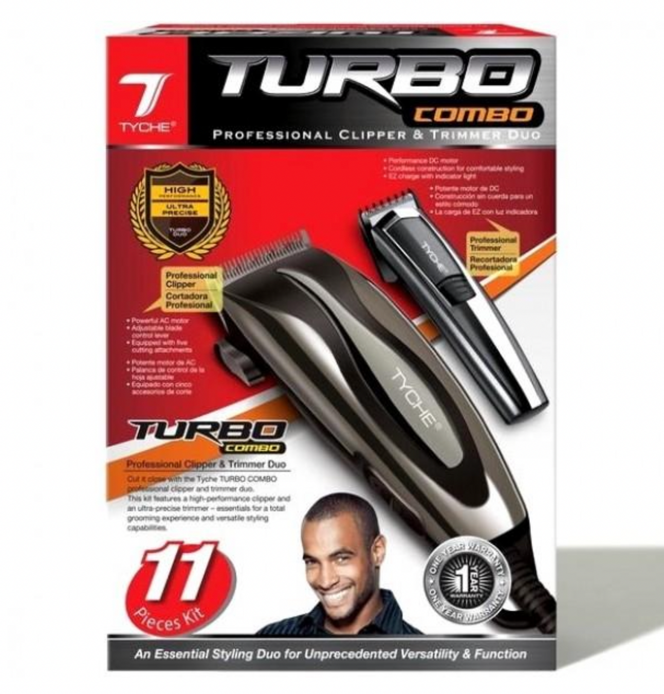 Nicka K New York Tyche Turbo Professional Hair Clipper & Trimmer Duo 11PC Kit