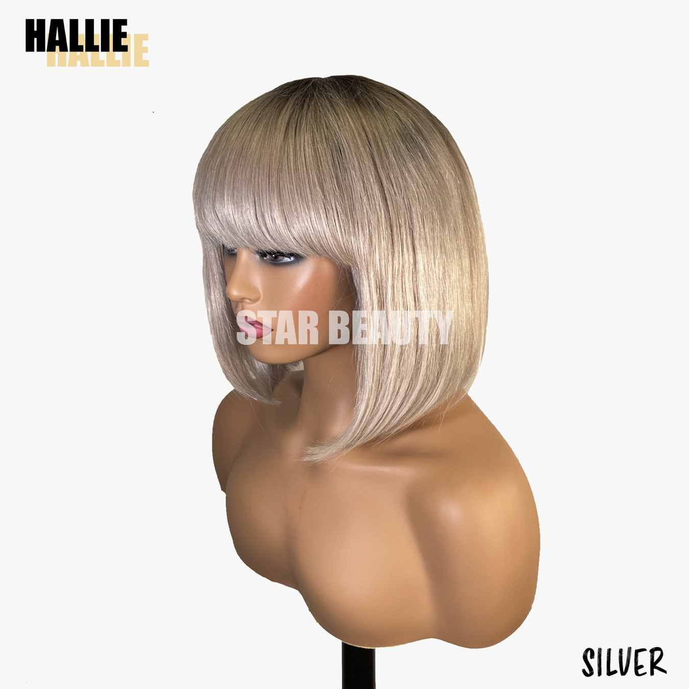 Bellatique 100% Human Hair Full Wig - HALLIE (T1B/SILVER)