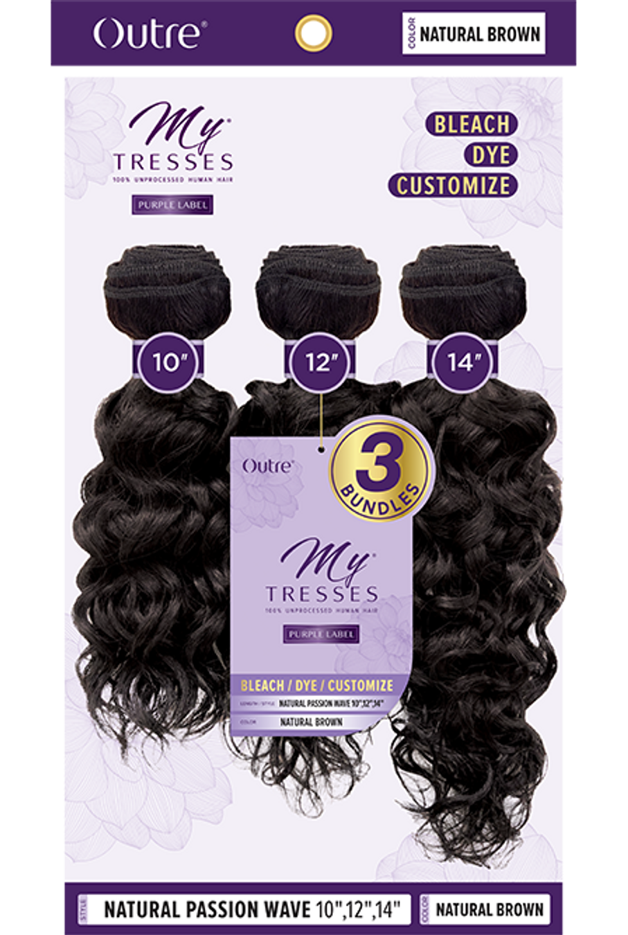 OUTRE MyTresses 100% Unprocessed Human Hair Purple Label 3 Bundles - Natural Royal Jerry