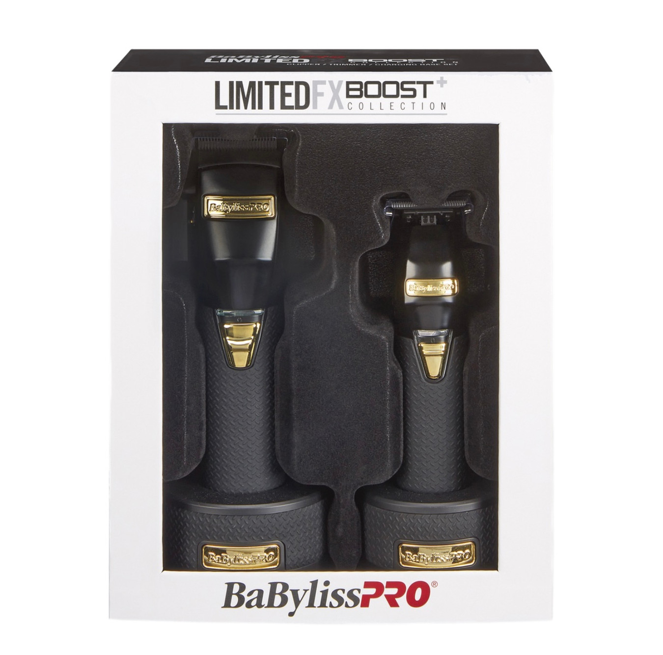 BaBylissPRO LimitedFX Boost+ Collection with Clipper, Trimmer & Charging Base Set - Black