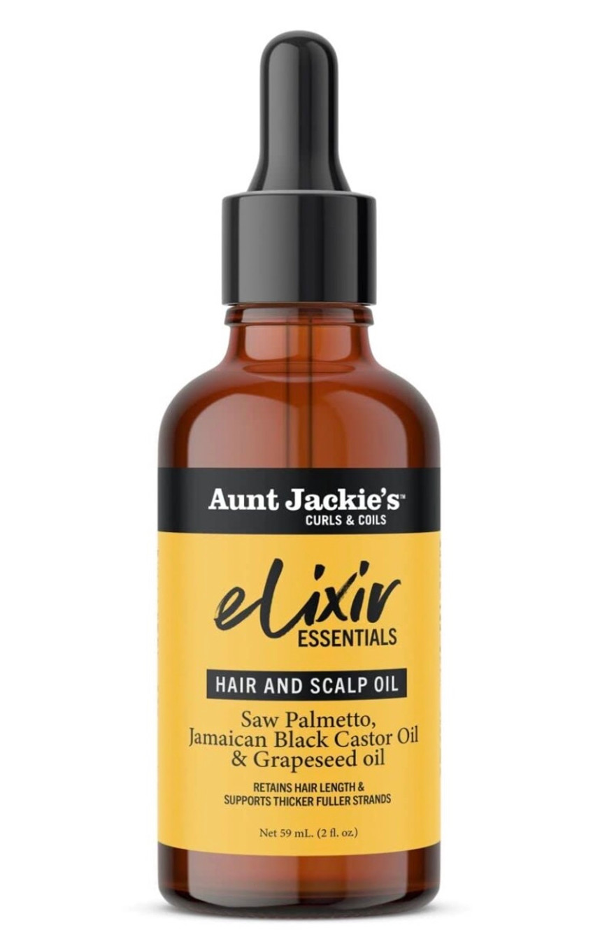 Aunt Jackie's Elixir Essentials Hair & Scalp Oil - Saw Palmetto, Jamaican Black Castor Oil & Grapeseed Oil