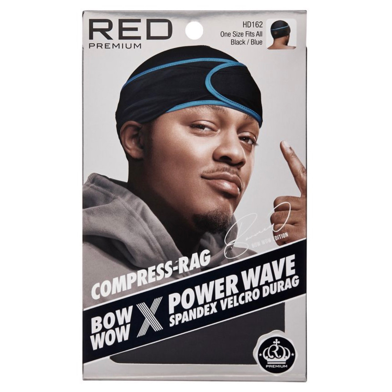 RED Power Wave Compress Rag Spandex Durag (Black/Blue)