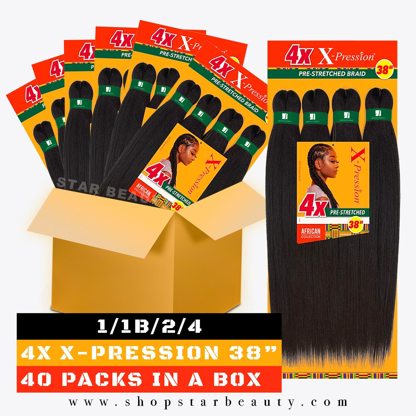 [BOX DEAL] Sensationnel Braids 4X X-Pression Pre Stretched Braid 38" (40 packs/box)