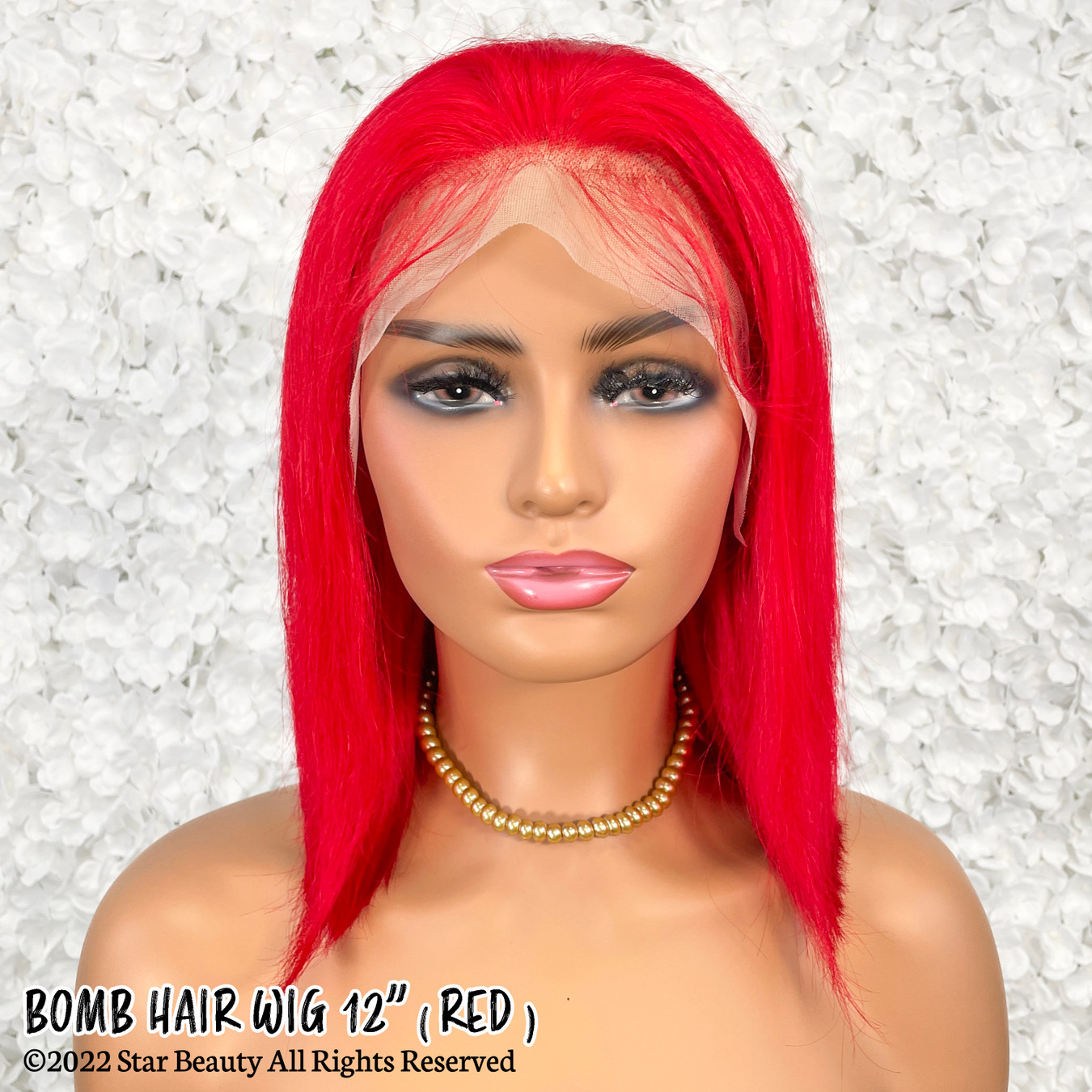 BOMB HAIR 100% Human Hair 13X5 Lace Frontal Bob Wig 12"(RED)