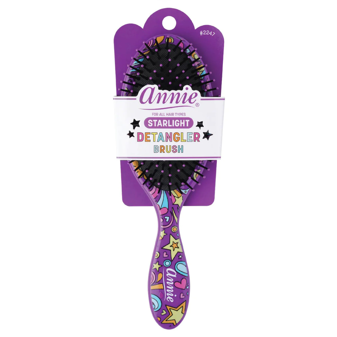 Annie Detangling Round Paddle Brush Purple Starlight