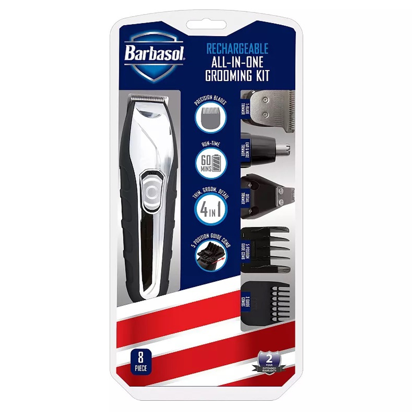 BARBASOL Rechargeable 7-Piece All-in-1 Men's Grooming Kit