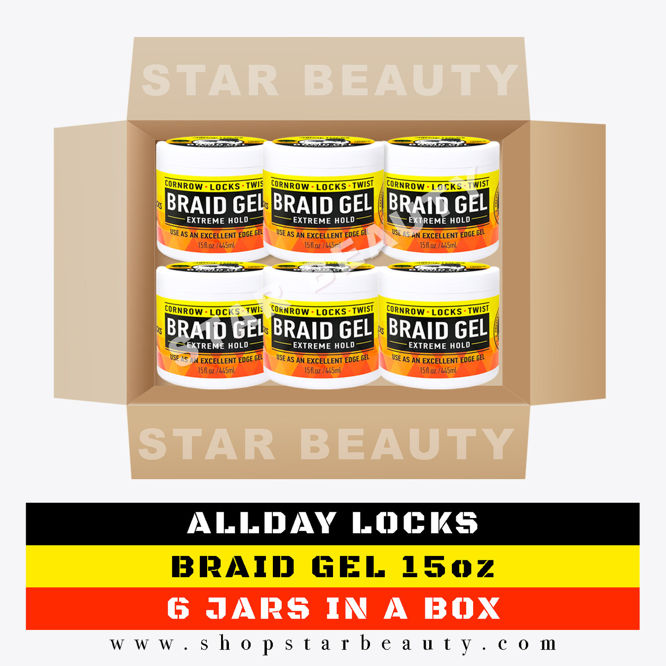 [BOX DEAL] AllDay Locks Braid Gel 15oz/64oz