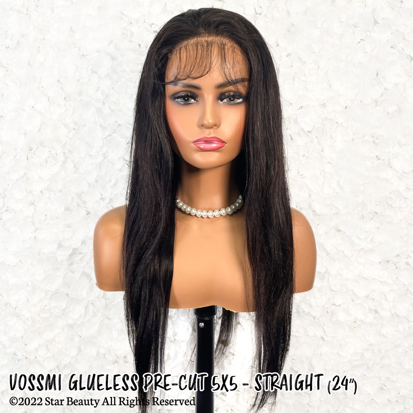 VOSSMI 100% Unprocessed Human Hair Glueless 5x5 HD Melting Pre-Cut Lace Wig - Straight