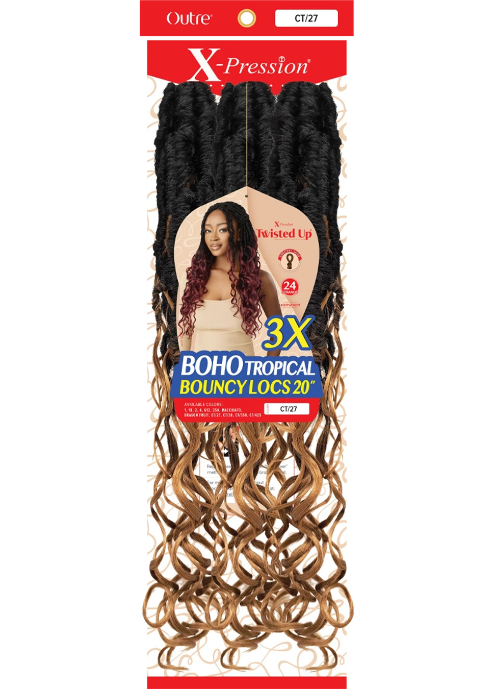 Outre Synthetic X-Pression Twisted Up - 3X Boho Tropical Bouncy Locs 20"