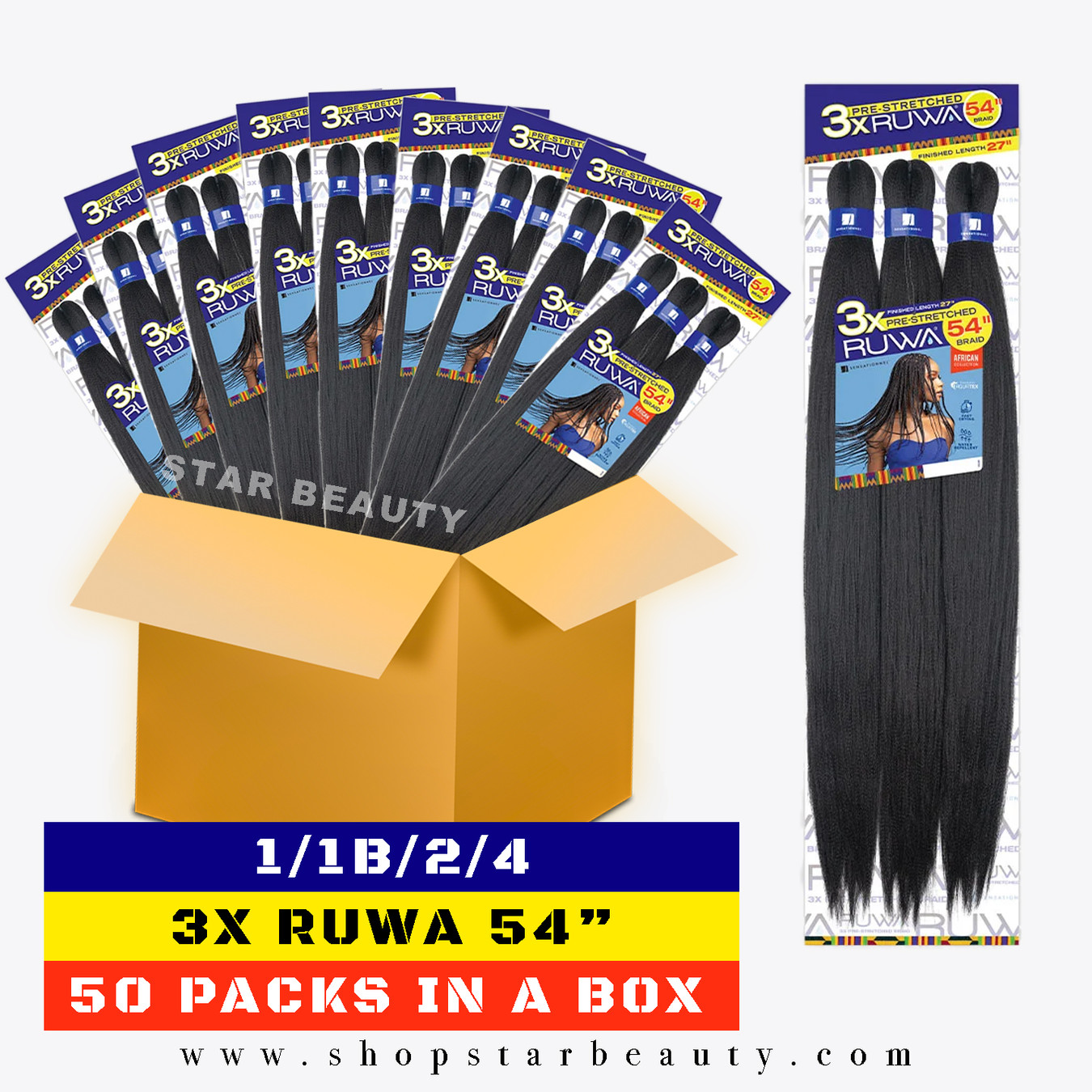 [BOX DEAL] SENSATIONNEL Ruwa 3X Pre-Stretched Braid 54" (50 packs/box)