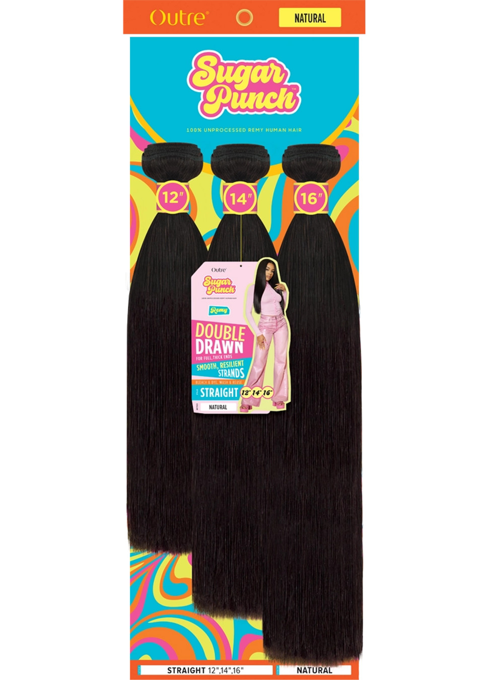 Outre 100 % Unprocessed Remy Human Hair Weave - Sugar Punch Straight ...