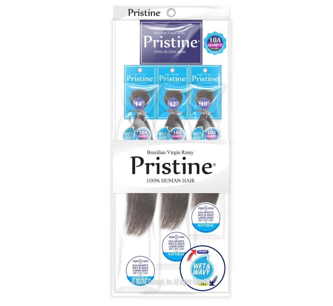 MANE CONCEPT 10A Pristine Quartz Wet & Wavy Multi Pack PQW321 - LOOSE DEEP