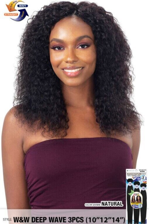 UND WAVE NECK SHEER SET KNIT  新品未使用 Shake N Go Naked Nature Wet&Wavy 100% Human Hair - DEEP WAVE 3PCS