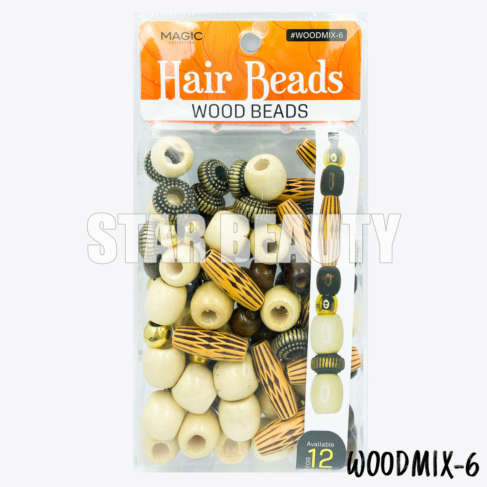 Magic Collection - Wood Hair Beads WOODMIX-5