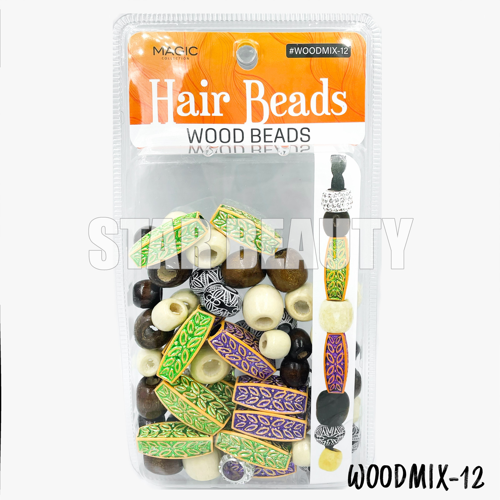 Magic Collection - Wood Hair Beads WOODMIX-1