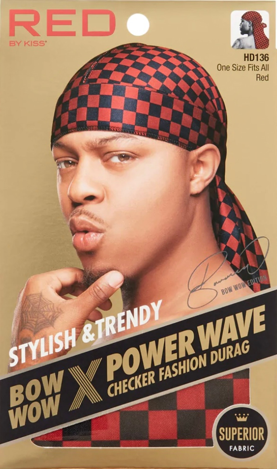 Red by Kiss Bow Wow X Lit Gold Silky Durag Power Wave Durag