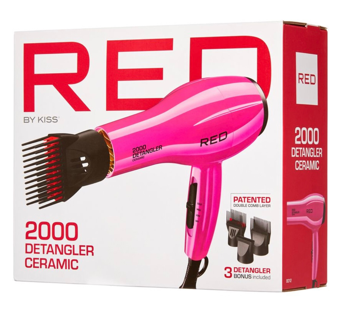KISS Ceramic 2000 Detangler Hair Dryer (Pink)