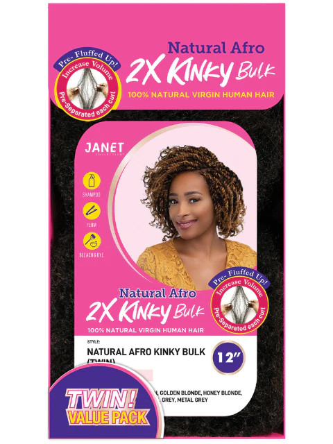Janet Collection 100% Human Hair 2X NATURAL AFRO KINKY Bulk Twin