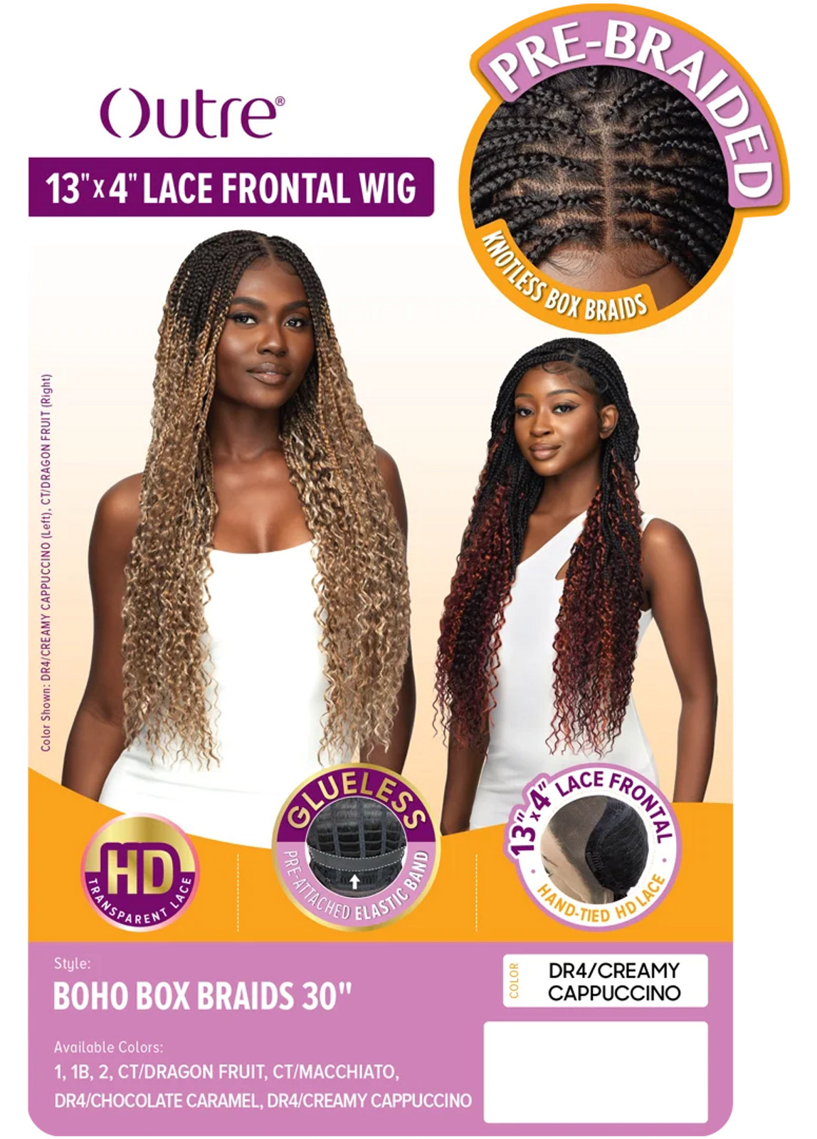 13x4 Lace Frontal Box Braids Braided Wig Lace Front Wigs 1b/Green