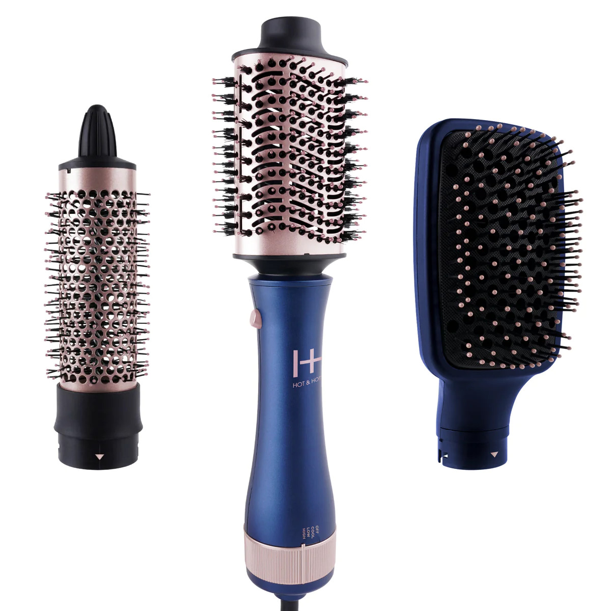 Hot & Hotter All-In-One Interchangeable Hair Dryer Brush (Blue)
