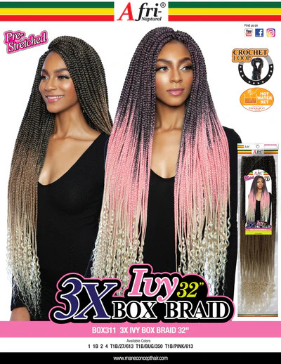 MANE CONCEPT Synthetic Crochet hair - Afri 3x Ivy Box Braid 32