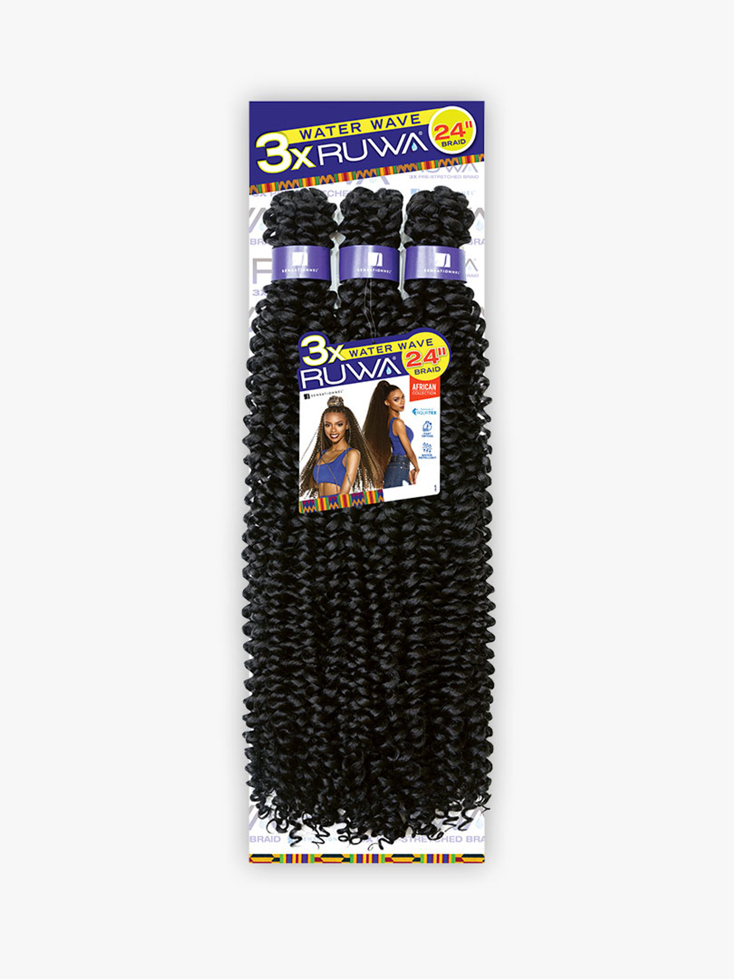 Sensationnel Synthetic Braid Pre Stretched 3x Ruwa Water Wave 24