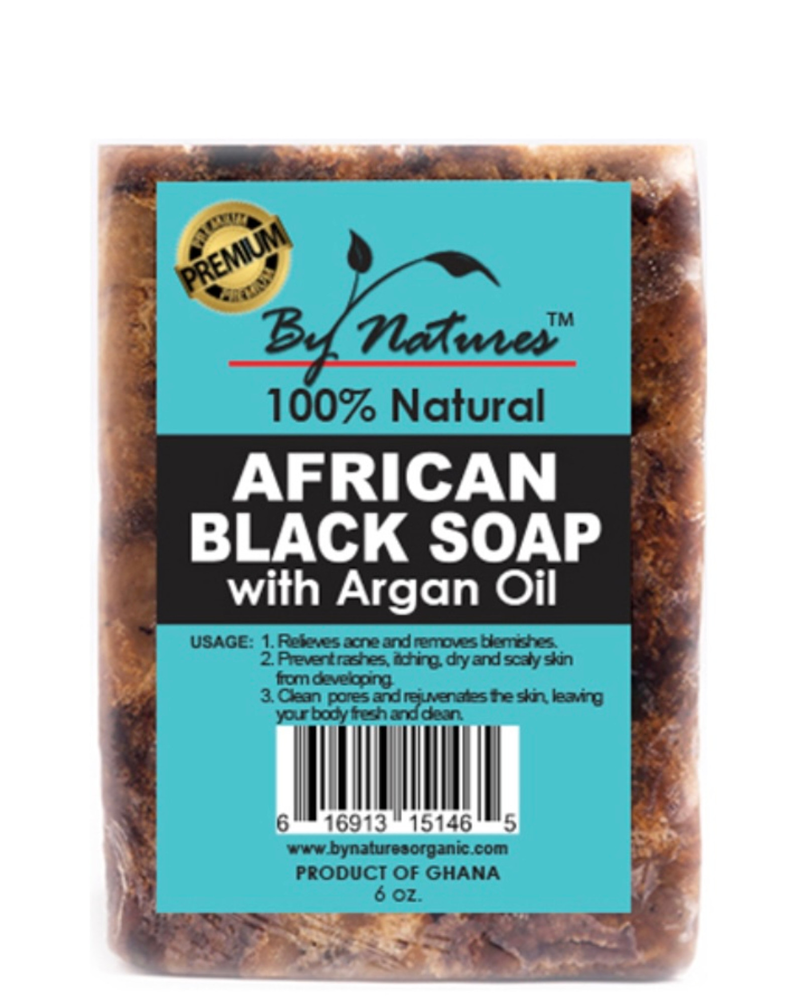 By Natures 100% Natural African Black Soap with Argan Oil