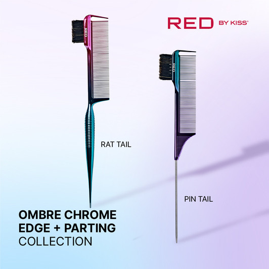 RED 100% Boar Bristle 3-in-1 Edge & Parting Comb (Rat Tail)