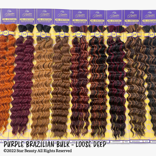 OUTRE Purple Brazilian Pre-Stretched Loose Deep Bulk (18"- 24") OUTRE Purple Brazilian Pre-Stretched Loose Deep Bulk (18"- 24")