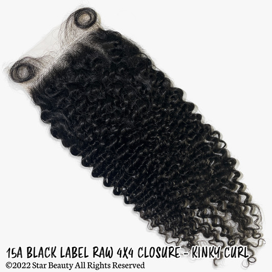 15A Black Label Raw Virgin Hair 4x4 HD Lace Closure - Kinky Curl (12"-14") 15A Black Label Raw Virgin Hair 4x4 HD Lace Closure - Kinky Curl (12"-14")