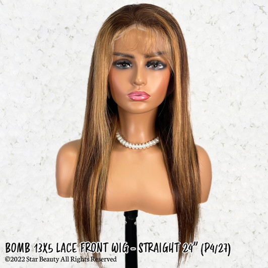 BOMB HAIR 100% Human Hair 13X5 Lace Frontal Wig - Straight 24"(P4/27) BOMB HAIR 100% Human Hair 13X5 Lace Frontal Wig - Straight 24"(P4/27)