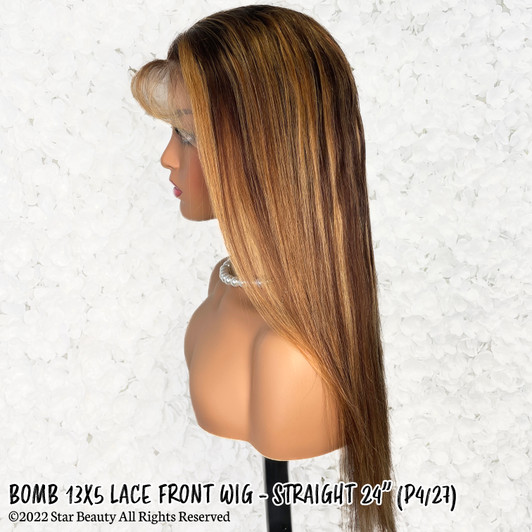 BOMB HAIR 100% Human Hair 13X5 Lace Frontal Wig - Straight 24"(P4/27) BOMB HAIR 100% Human Hair 13X5 Lace Frontal Wig - Straight 24"(P4/27)