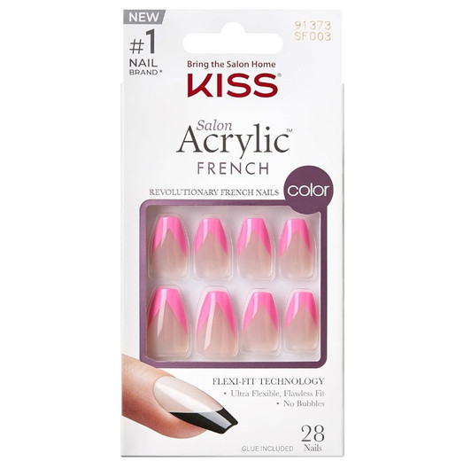 KISS Salon Acrylic French Nails - SQUARED
