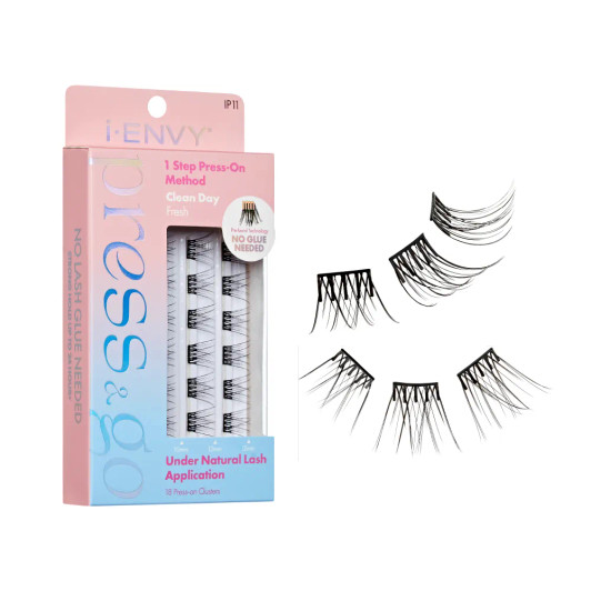 KISS i Envy Press & Go Press-On Pre-Glued Lash Clusters – Clean Day