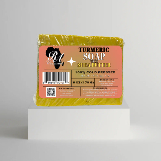 RA Cosmetics 100% Cold Pressed Turmeric & Shea Butter Soap Bar (6 oz)