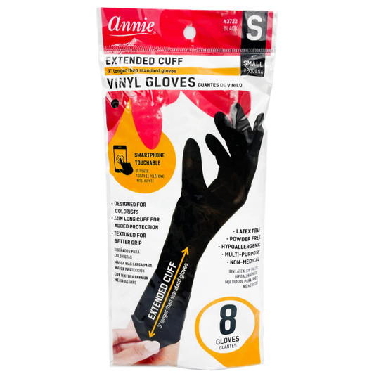 Annie Vinyl Gloves Extended Cuff (8ct)
