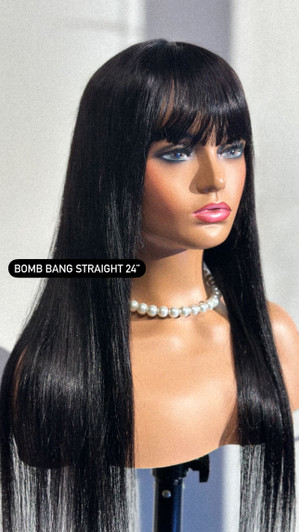 BOMB HAIR 100% Human Hair Bang Wig - Straight (20"- 28") BOMB HAIR 100% Human Hair Bang Wig - Straight (20"- 28")