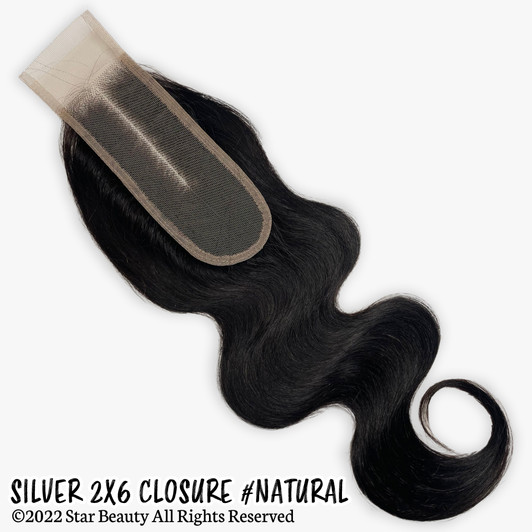 SILVER 100% Human Hair 2X6 Top Closure - Body Wave (10"- 18")