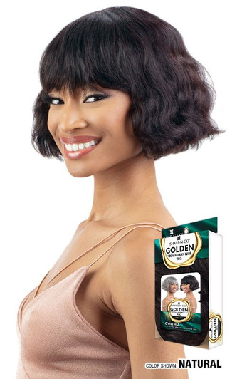 SHAKE N GO Golden 100% Human Hair Full Wig - CYNTHIA