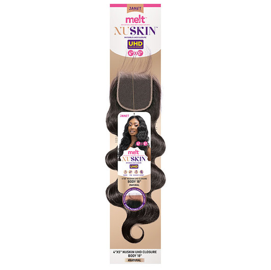 Janet Collection 100% Remi Human Hair Melt 4x5 NUSKIN HD Lace Closure - Body Wave (10"-14")