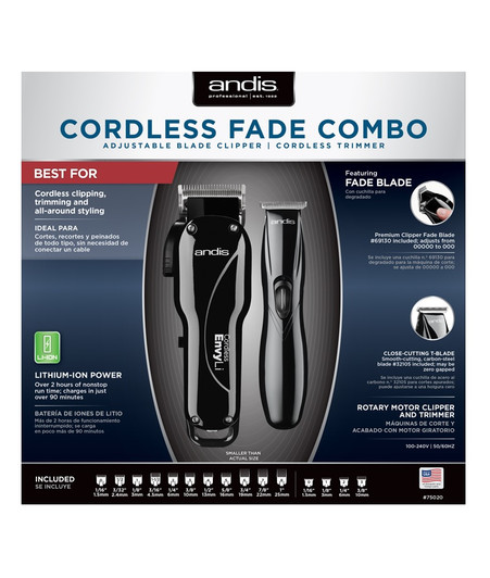 ANDIS Cordless Fade Combo Adjustable Blade Clipper & Cordless Trimmer, 75020 ANDIS Cordless Fade Combo Adjustable Blade Clipper & Cordless Trimmer, 75020